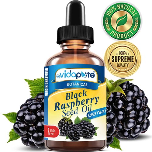 MYVIDAPURE BLACK RASPBERRY SEED OIL 100% Pure VIRGIN UNREFINED for Face, Body, Hair, Lip Care, Nails (1 Fl Oz)