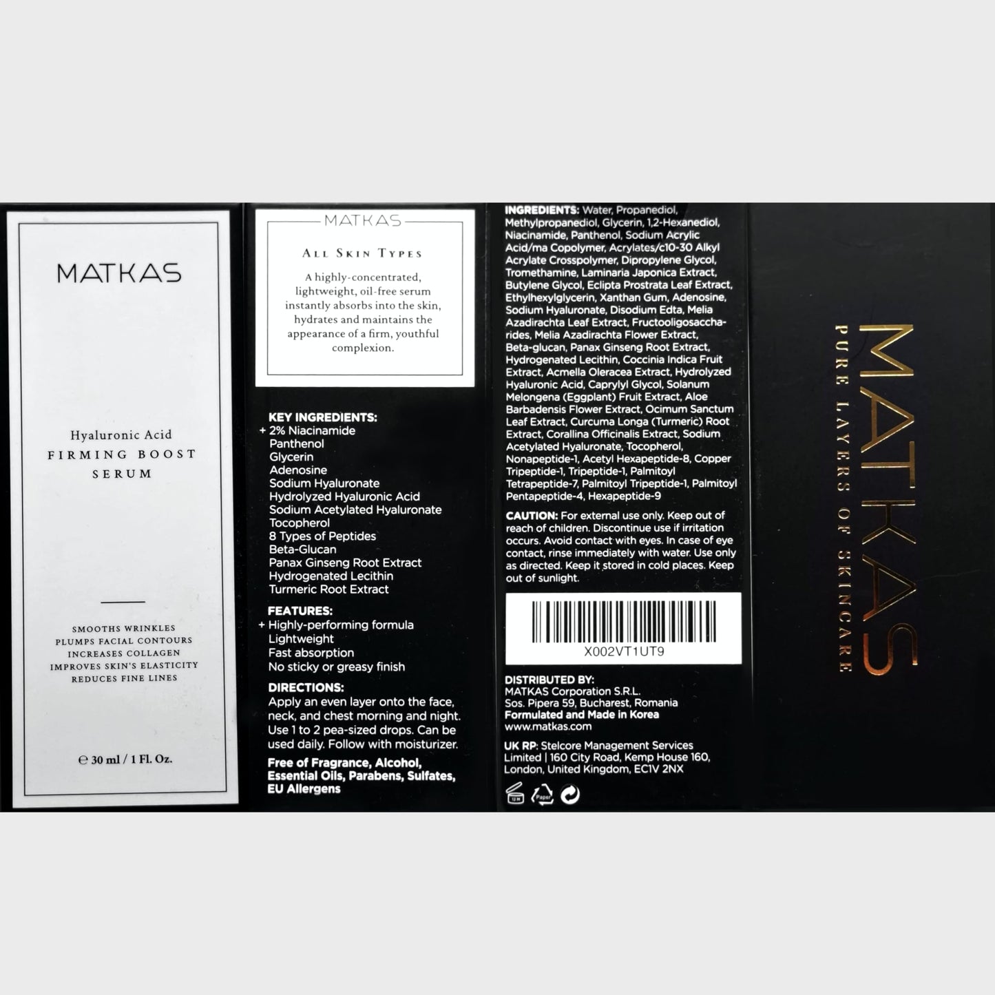 MATKAS Korean Firming Boost Hyaluronic Acid Serum for Hydration 1 Fl. Oz.