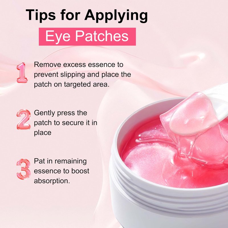 Pink Hydrogel Eye Patch for Puffy Eyes and Dark Circles, Under Eye Mask, 60 Under Eye Patches,Undereye Hydrating & Cooling, Suitable For All Skin Types -A