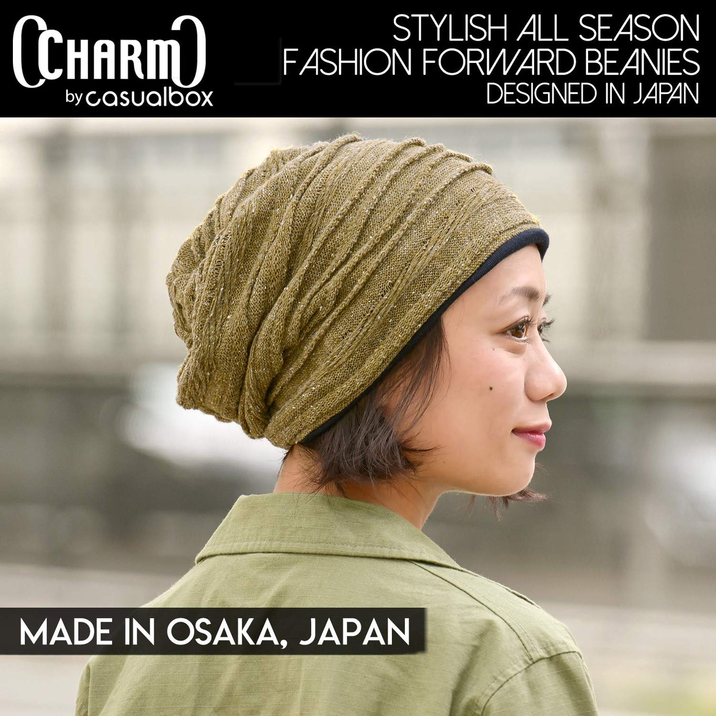 CHARM Organic Cotton Winter Beanie - Men Slouchy Oversized Hat Women Chemo Cap Slouch All Season Unisex Gray
