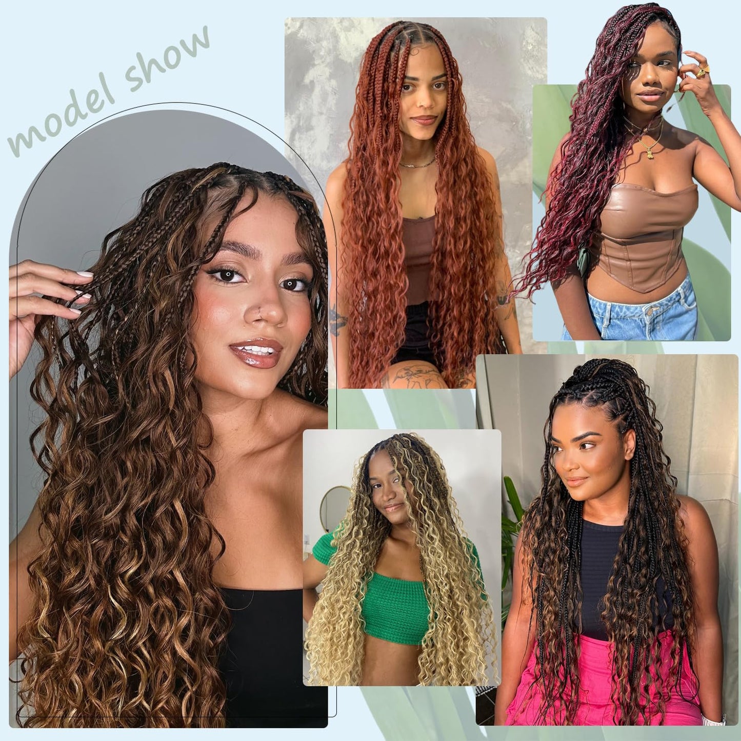 Human Braiding Hair - 16 Inch Deep Wave Bulk for Boho Braids | 1B/30 Black Mix Brown