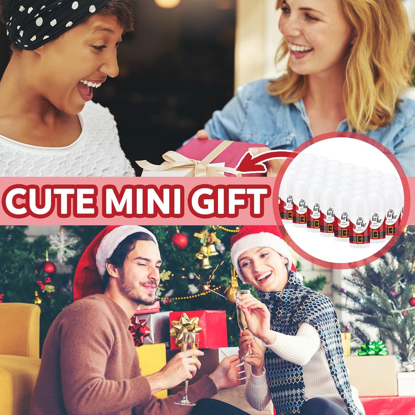 Christmas Mini Lip Balm Pack - 50 Assorted Flavors | Natural Beeswax Moisturizer for Dry Lips