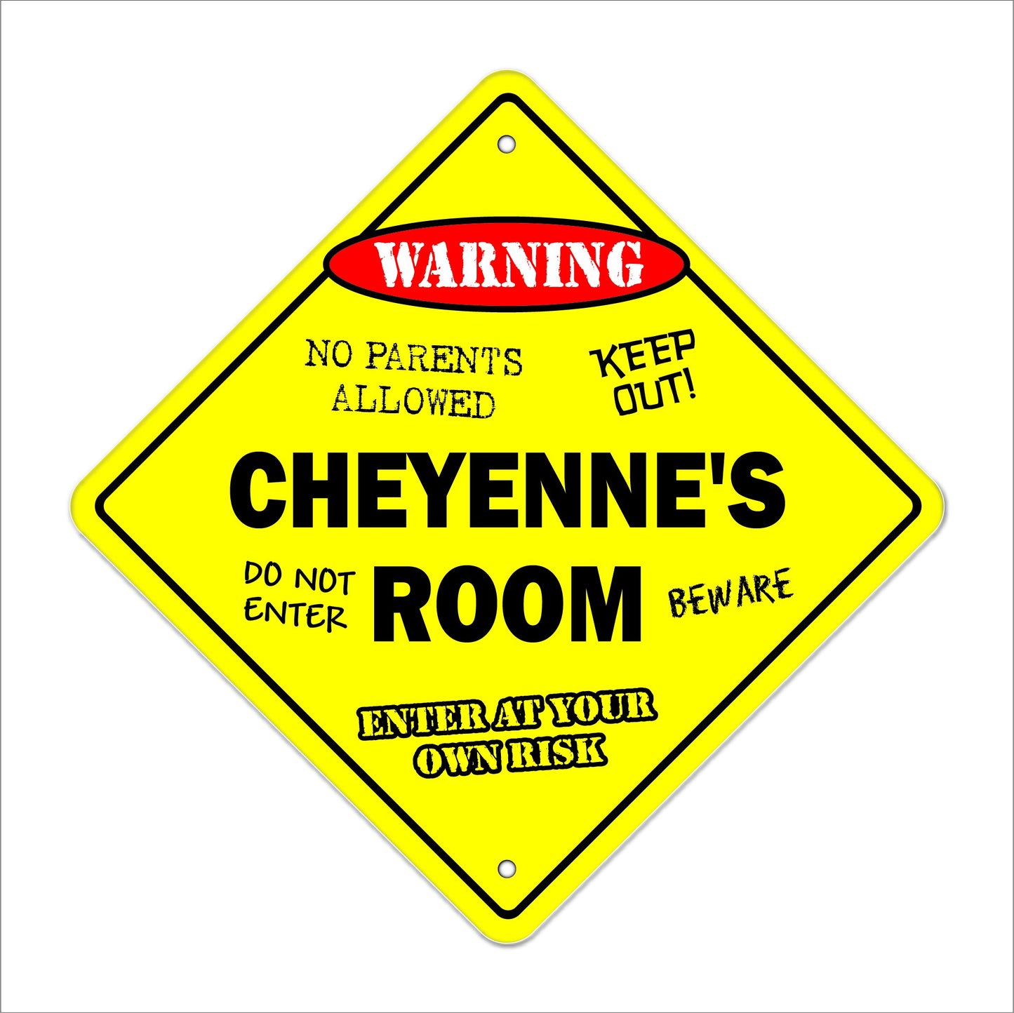 Cheyenne's Room Sign Crossing Zone Xing | Indoor/Outdoor | 12" Tall Kids Bedroom Decor Door Children's Name boy Girl