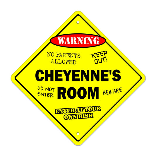 Cheyenne's Room Sign Crossing Zone Xing | Indoor/Outdoor | 12" Tall Kids Bedroom Decor Door Children's Name boy Girl