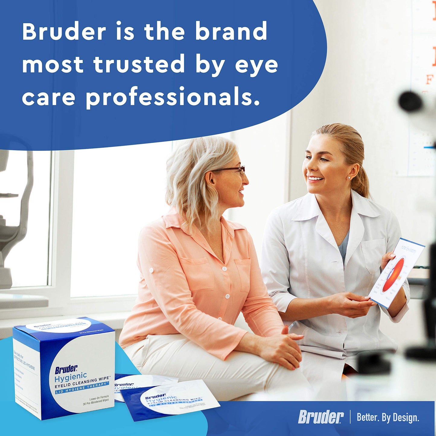 Bruder Eyelid Cleansing Wipes, 30 Count (Pack of 3), Hygienic Eye Care for Removing Excess Oil and Debris from Eyelids and Lashes, Rinse-Free, Unscented, Adults