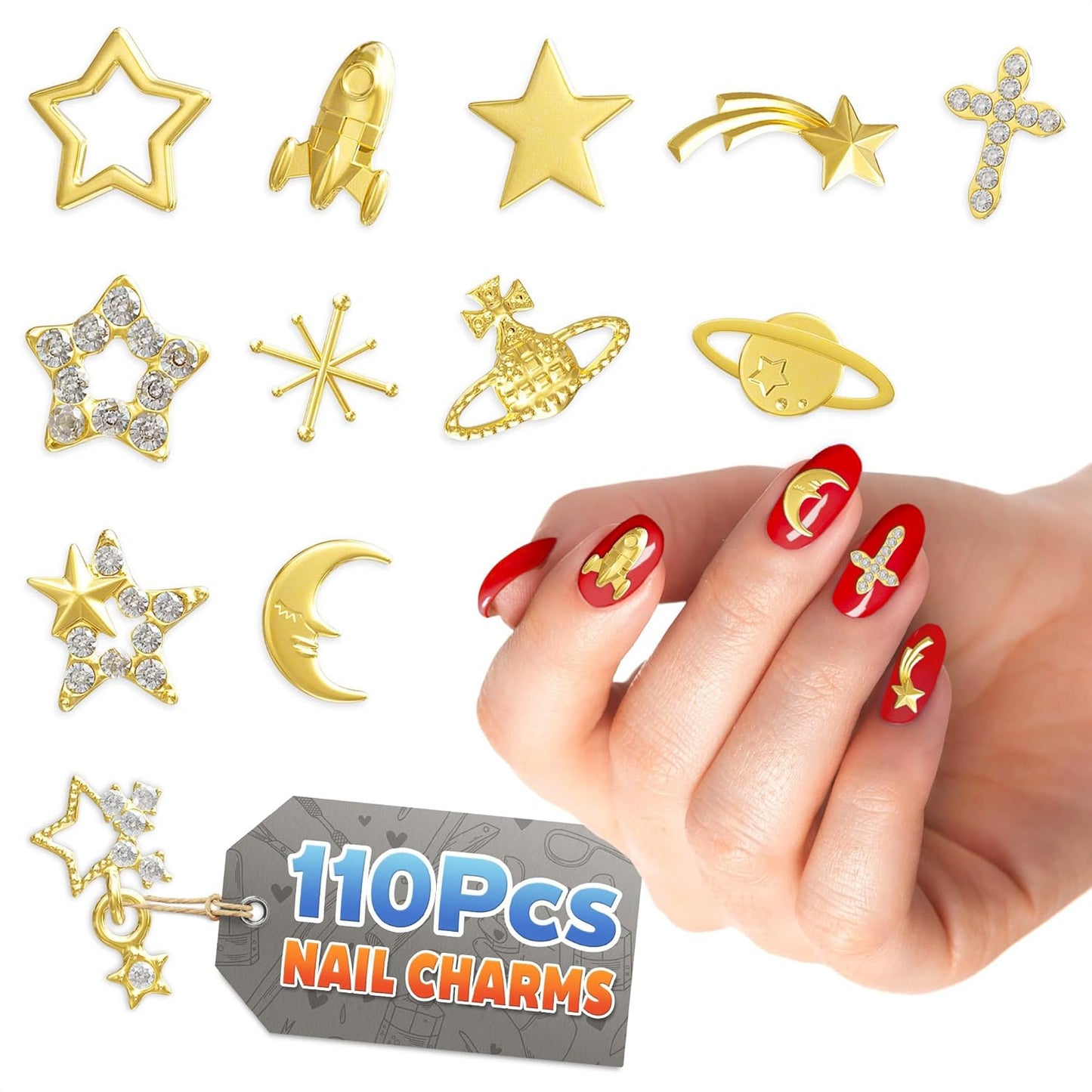 100 Pcs Silver Cross Nail Charms and Gems – 3D Acrylic Cross Charms for Nails for DIY & Professional Manicure – Easy-to-Apply & Durable Nail Decorations, Versatile for Y2K & Nail Studs
