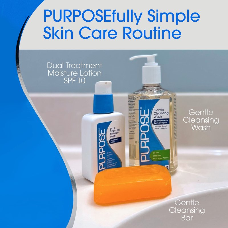 PURPOSE Gentle Cleansing Bar, Developed with Dermatologists, For All Skin Types, For Sensitive & Dry Skin, Oil-free, Hypoallergenic, Sulfate-Free, 6 oz Bar (Pack of 4)