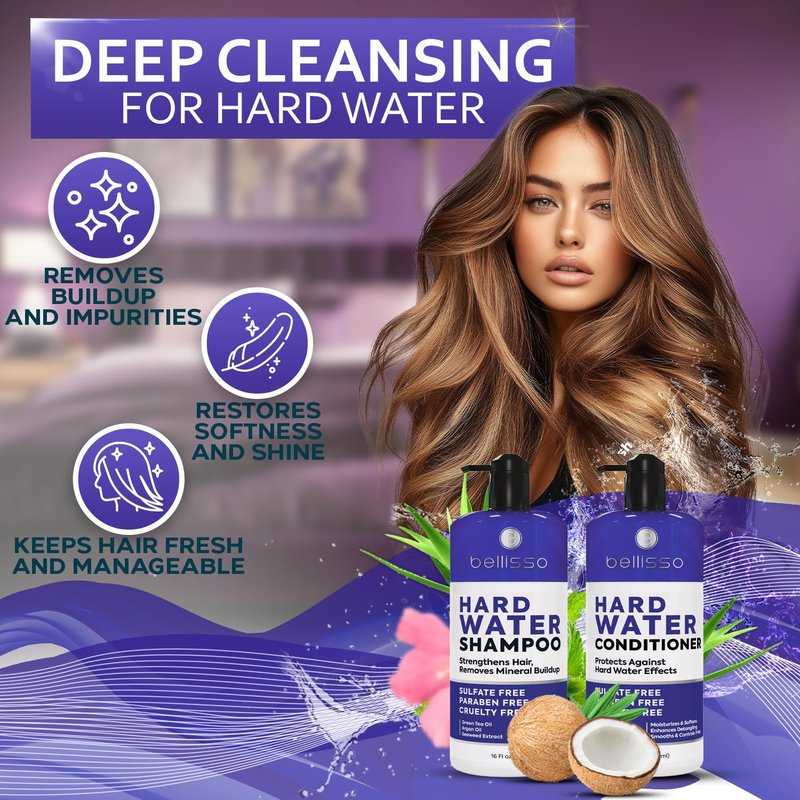 Hard Water Shampoo & Conditioner Set - Sulfate-Free Moisturizing Hair Care for Men & Women | Deep Clean & Mineral Build-Up Remover