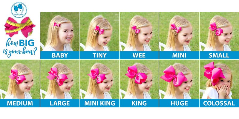 Wee Ones Girls' 3 pc Set Solid Grosgrain Variety Pack on a WeeStay No-Slip Hair Clip, King, White, Black, and Shocking Pink