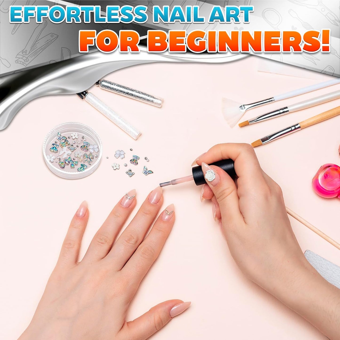 100 Pcs Silver Cross Nail Charms and Gems – 3D Acrylic Cross Charms for Nails for DIY & Professional Manicure – Easy-to-Apply & Durable Nail Decorations, Versatile for Y2K & Nail Studs