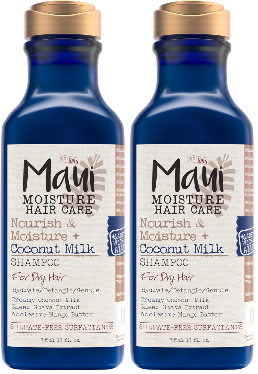 Maui Moisture Nourish & Moisture + Coconut Milk Shampoo to Hydrate and Detangle Curly Hair, Lightweight Daily Moisturizing Shampoo, Vegan, Silicone & Paraben-Free, 13 fl oz