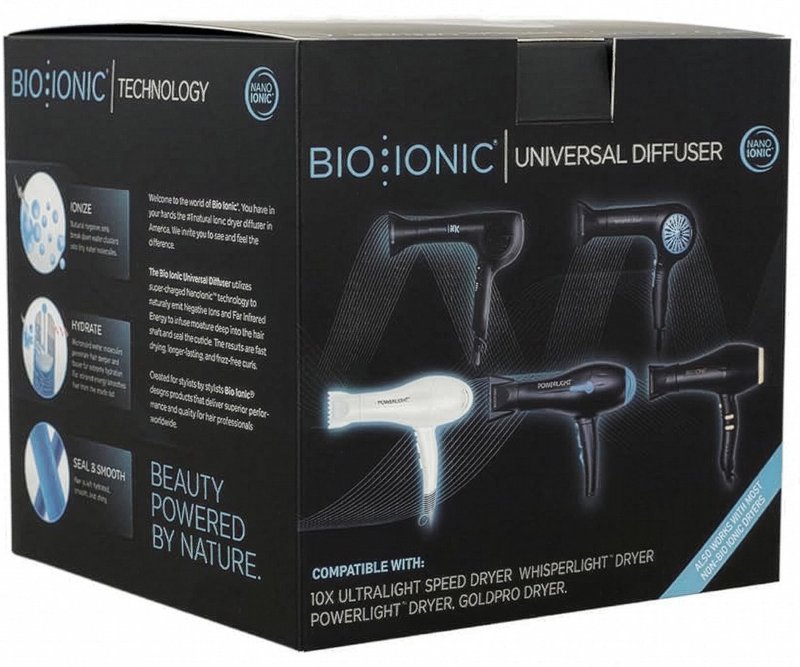 Bio Ionic Universal Diffuser - Fast-Drying Hair Dryer Attachment for Frizz Control & Shine - Fits 2.25" Blow Dryers - Professional Styling Tool for All Hair Types