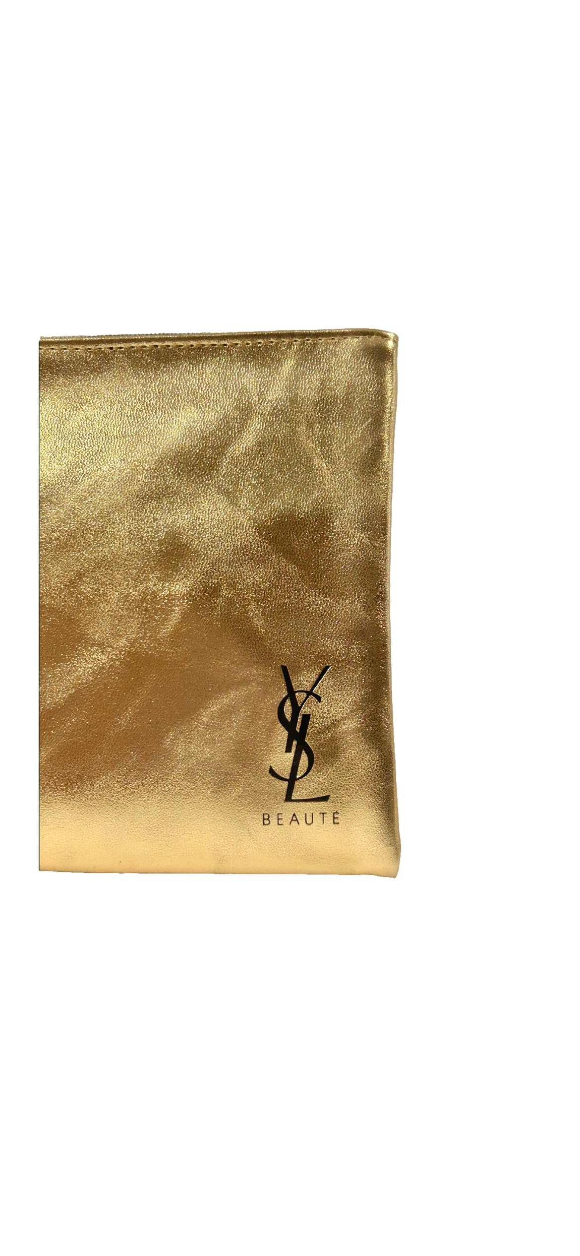 Yves Saint Laurent YSL Cosmetic GOLD FLAT Pouch Makeup Bag YSL Fragrance Bag (9.25L X 6H X 0.25W)- MINI/SMALL - (9393)