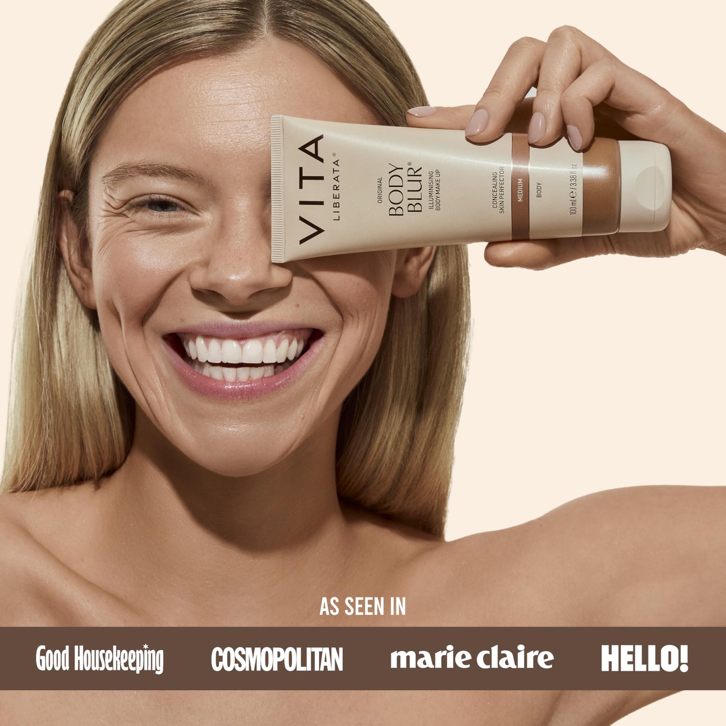 Vita Liberata Body Blur, Leg and Body Makeup. Skin Perfecting Foundation for Flawless Bronze, Easy Application, Radiant Glow, Evens Skin Tone, New Packaging