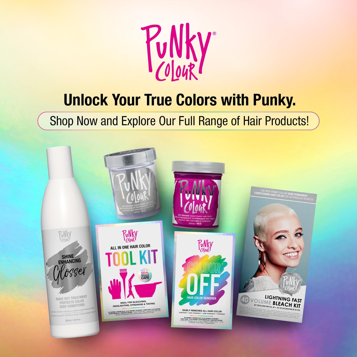 Punky Colour 3-in-1 Clear Hair Gloss Spray - Color Shine Glosser, Long-Lasting Hair Shine & Smooth Glossy Finish, 8.5 fl oz