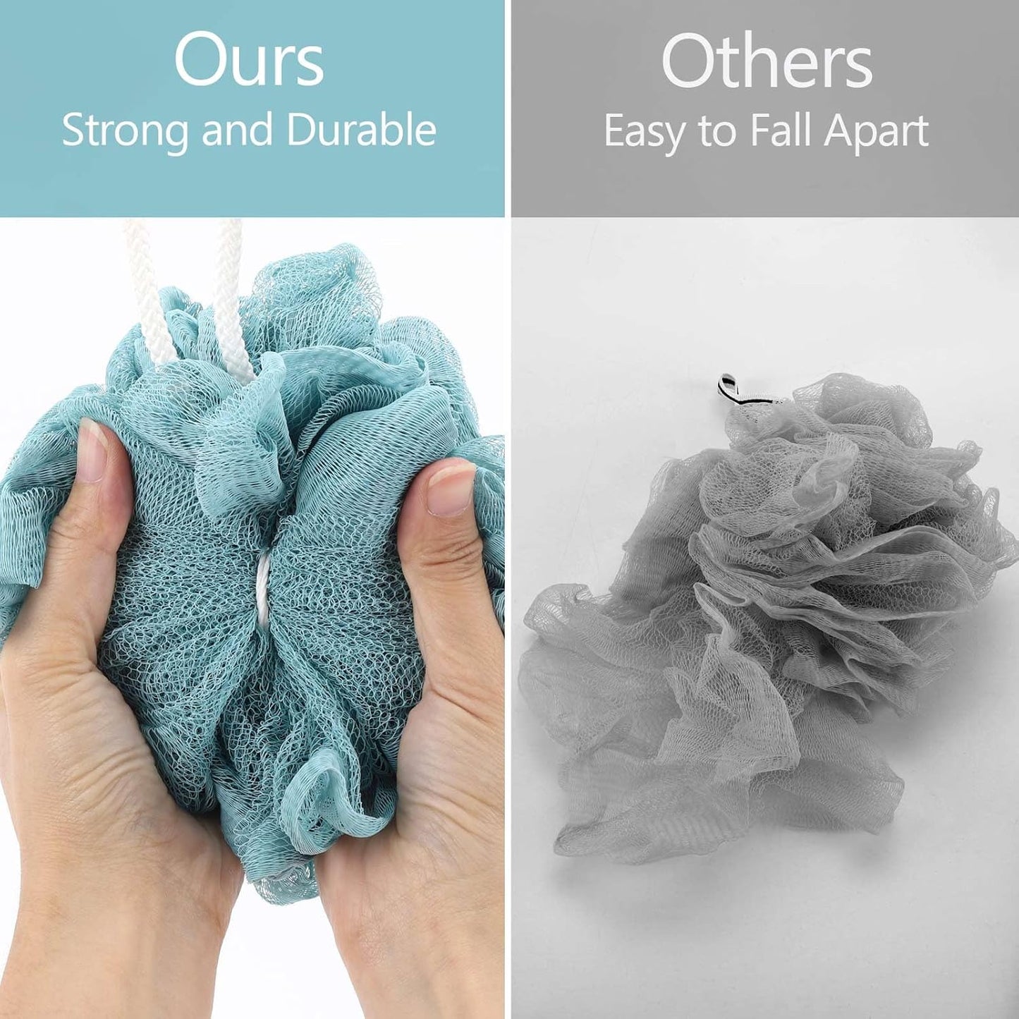 BTYMS Loofah Sponge 60 Gram Shower Pouf Bath Scrunchies Shower Puff Exfoliating Body Wash Scrubber Bath Puffs for Washing - Set of 4
