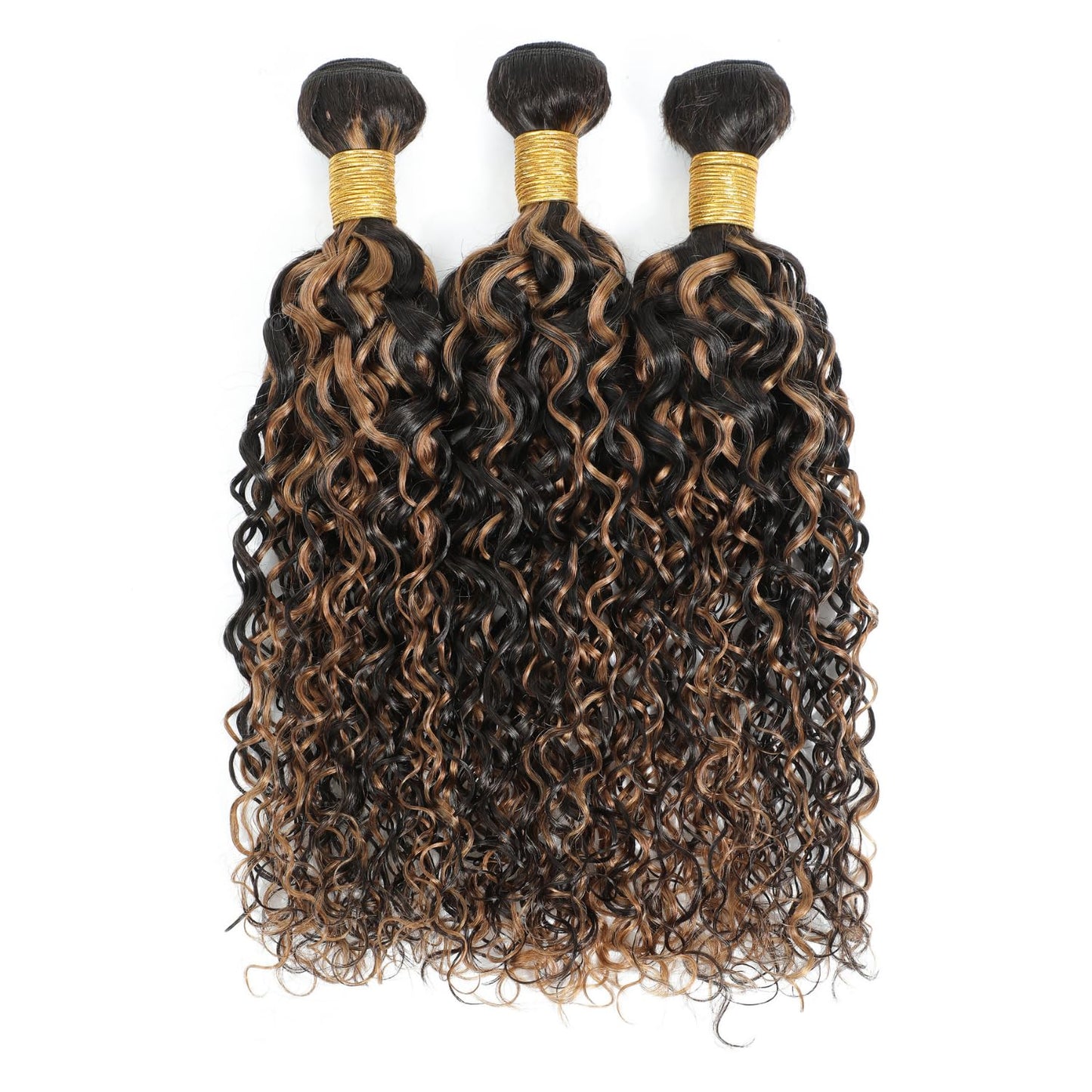 Anmetan Black and Brown Honey Blonde Highlight F1B30 Water Wave Human Hair Ombre Single Bundles, 12A Wet and Wavy Bundles Color Curly 100% Unprocessed Brazilian Virgin Remy Human Hair Soft Thick 12 In