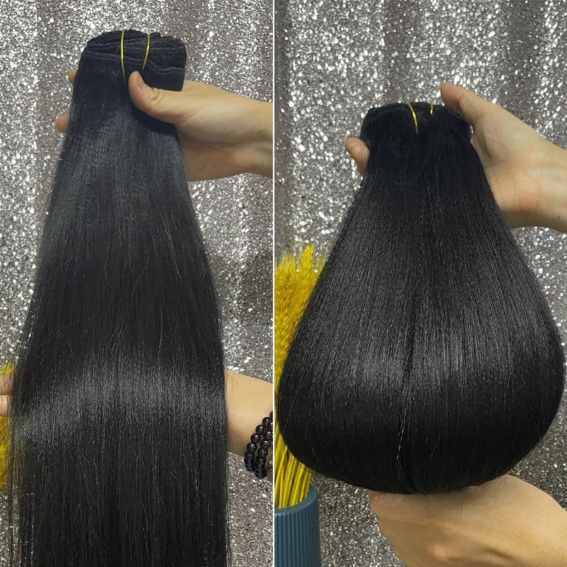 Clip ins Human Hair Remy Black Kinky Straight Clip in for Black Women Yaki Straight Clip in Hair