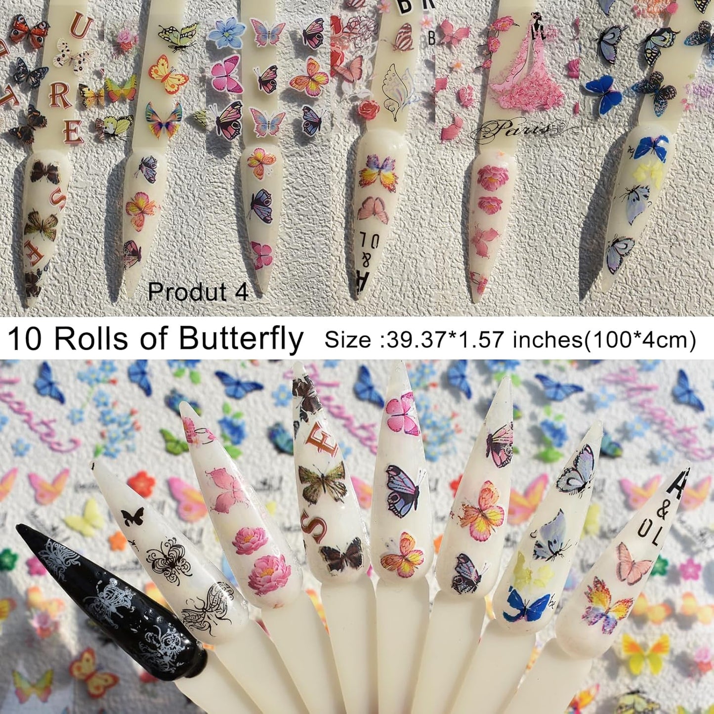 Nail Art Transfer Foils Set - 40 Rolls of Floral, Leopard, Snake Skin & Butterfly Patterns | Nail Foil Adhesive Decals
