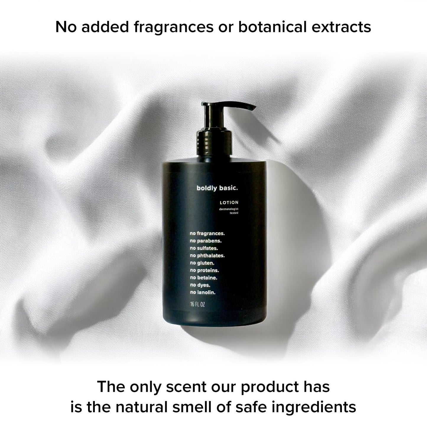 Boldly Basic Fragrance Free Lotion - Moisturizer for Dry and Sensitive Skin - Non Greasy - Unscented - Dermatologist Tested - No Sulfates, Parabens or Gluten - Hypoallergenic & Moisturizing (16 oz)
