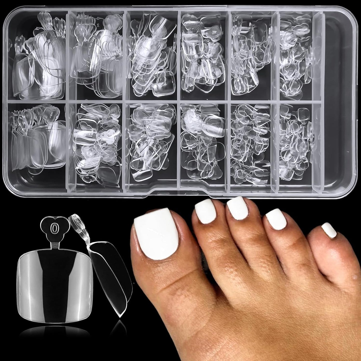 240pc Square Gel Nail Tips Medium Fake Nails for Press on Nails Clear Acrylic Nails Tips, 12 Size Full Cover Nail tips Square Soft Gel Nail Tips False Nails Extension Artificial Fingernails