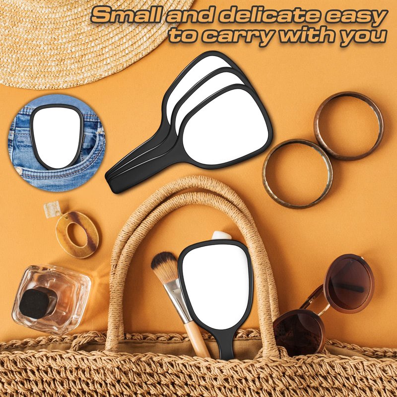 Namalu 60 Pcs Hand Held Mirror with Handle Bulk Small Travel Makeup Compact Mirrors for Girls Women Men Party Favors Gifts 7.08 x 3.14 Inch