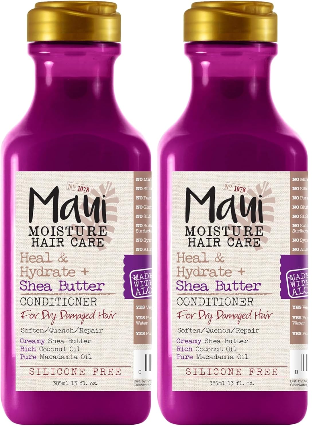 Maui Moisture Heal & Hydrate + Shea Butter Conditioner to Repair & Deeply Moisturize Tight Curly Hair with Coconut & Macademia Oils, Vegan, Silicone, Paraben & Sulfate-Free, 13 fl oz