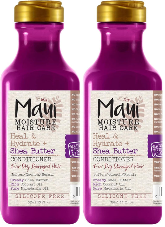 Maui Moisture Heal & Hydrate + Shea Butter Conditioner to Repair & Deeply Moisturize Tight Curly Hair with Coconut & Macademia Oils, Vegan, Silicone, Paraben & Sulfate-Free, 13 fl oz