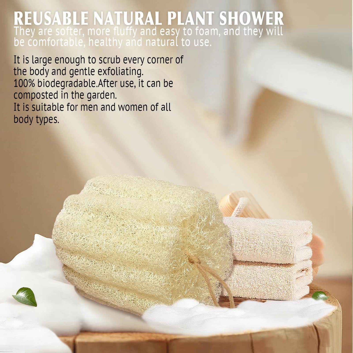 Natural Loofah Sponge Exfoliating Pads and Soft, Easy-lathering Body Scrubber Loofah for Smooth, Glowing, Vibrant Skin Every Day.