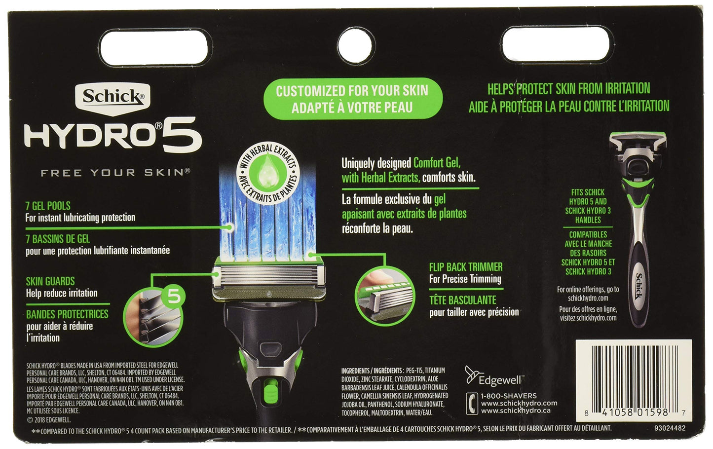 Schick Hydro 5 Mens Sensitive Razor Blade Refills 12 Count - Unboxed