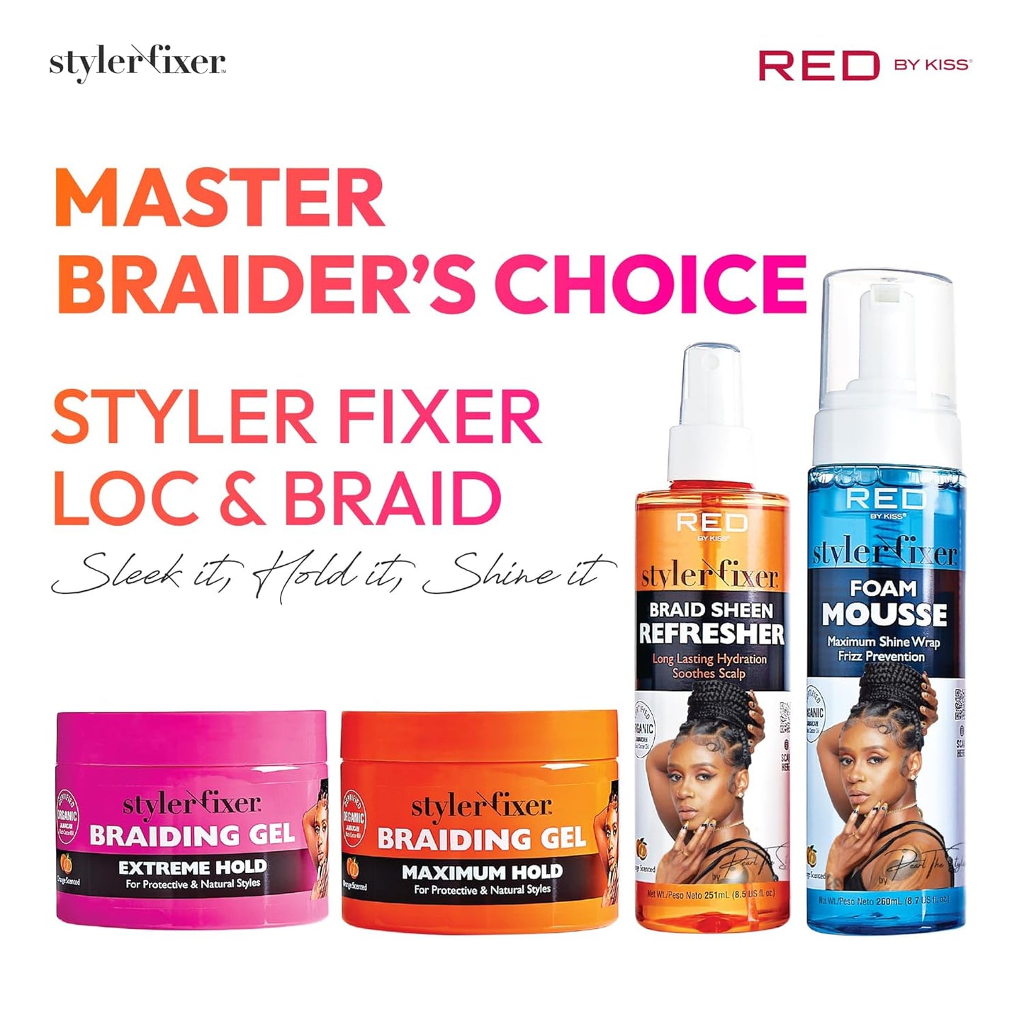 Red by Kiss Braiding Gel - Extreme Hold Styler for Box Braids & Cornrows | Hydrating, Long-Lasting Frizz Control (32 fl. oz.)