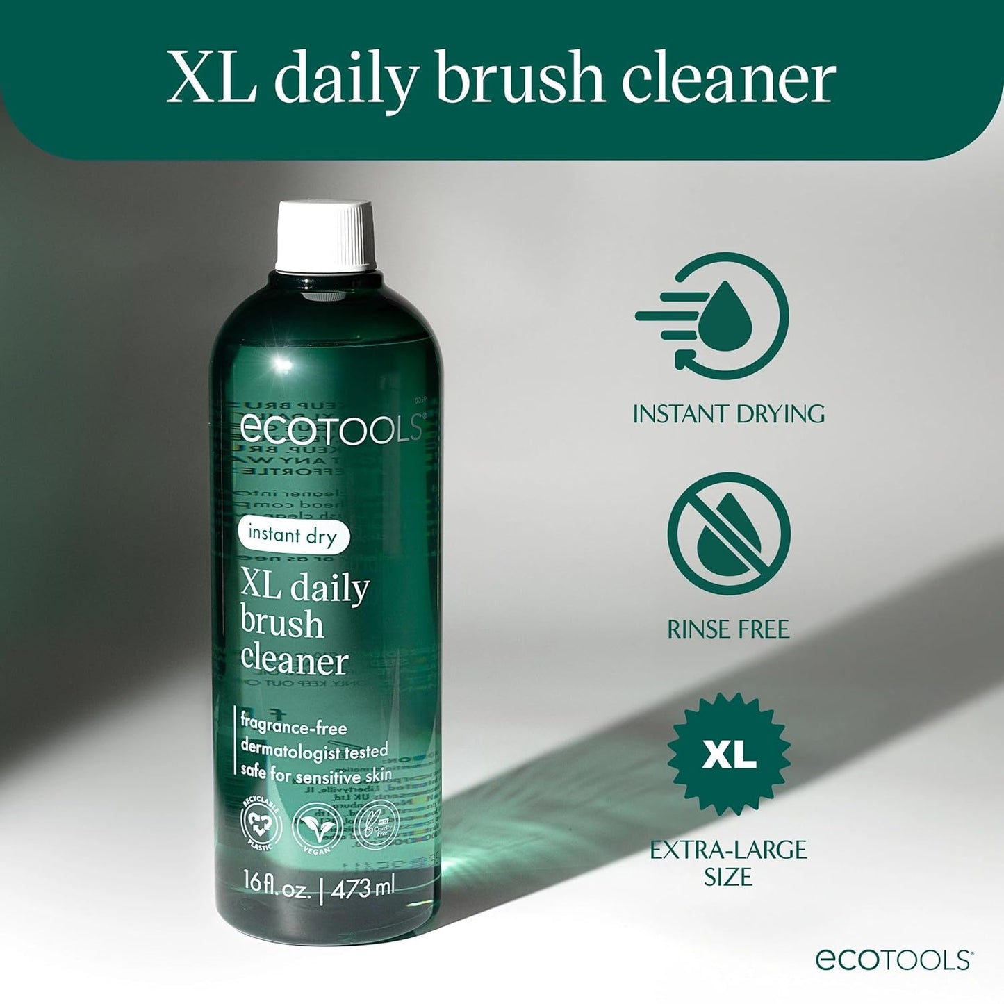 EcoTools Daily Makeup Brush Cleanser Spray, Quick Drying, Fragrance Free & Dermatologist Tested, Travel Size, TSA Approved, Cruelty-Free & Vegan 3 fl oz./89 ml. Bottle