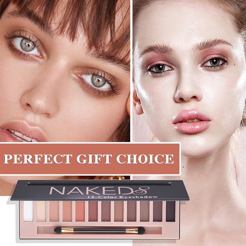 Naked Nude Eyeshadow Palette - 12 Blendable Matte & Shimmer Shades | Long-Lasting Waterproof Makeup