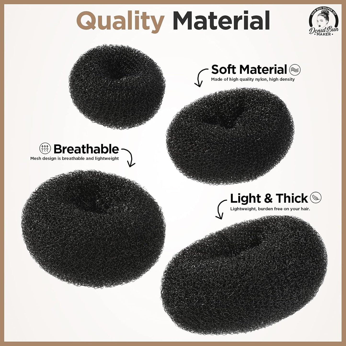 Teenitor Hair Donut, Hair Bun Maker, Black(Extra-large, Large, Medium and Small)