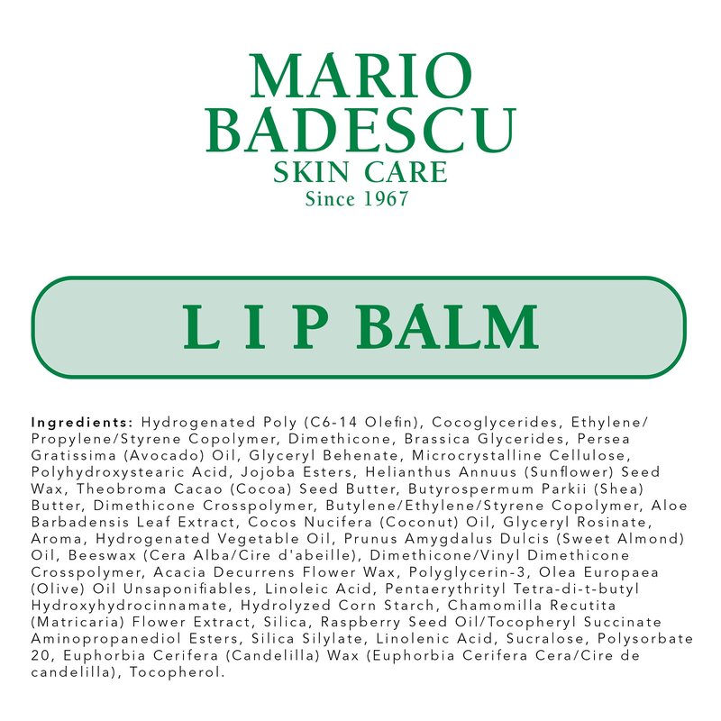 Mario Badescu Moisturizing Original Lip Balm for Dry Cracked Lips, Infused with Coconut Oil and Shea Butter, Ultra-Nourishing Lip Care Moisturizer for Soft, Smooth and Supple Lips, 0.35 Oz