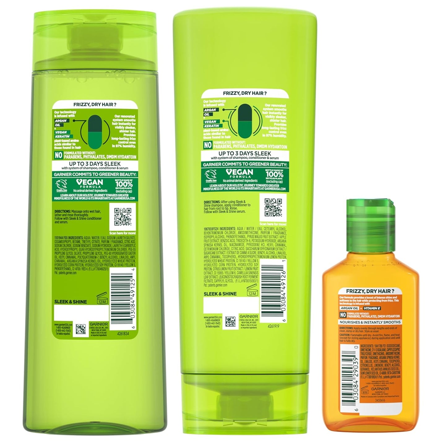 Garnier Fructis Sleek & Shine Moroccan Sleek Smoothing Oil for Frizzy, Dry Hair, Argan Oil, 3.75 Fl Oz, 1 Count (Packaging May Vary)