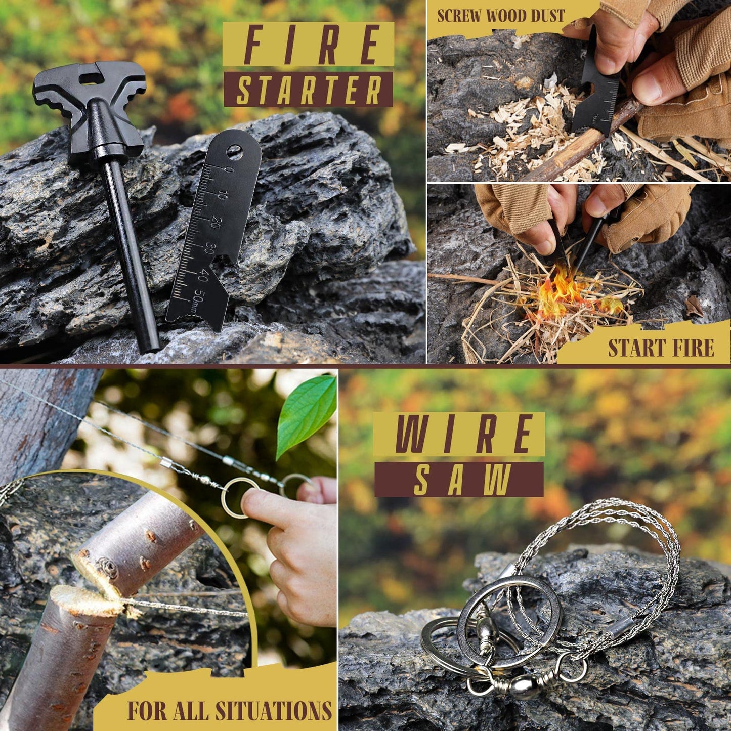 Gifts for Dad Men Husband Fathers Day, Survival Kit, Emergency Survival Gear and Equipment 14 in 1, Anniversary Birthday Gifts for Him Boyfriend, Hunting Fishing Camping Accessories, Cool Gadget