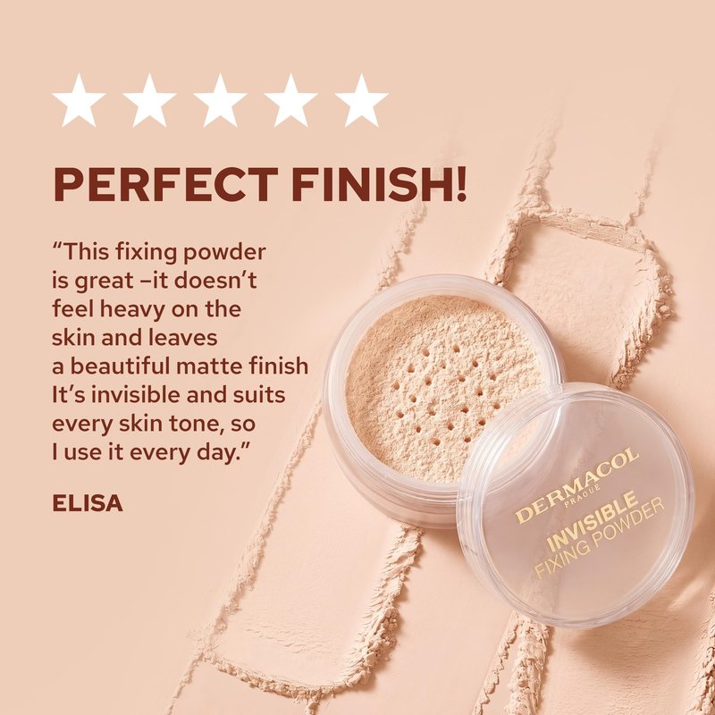 Dermacol - Invisible Fixing Face Powder, Touch-proof Translucent Setting Powder for Oily Skin & Other Skin Types, Loose Powder Makeup, Frangrance-Free Matte Powder with Powder Puff, Light, 13.5 g
