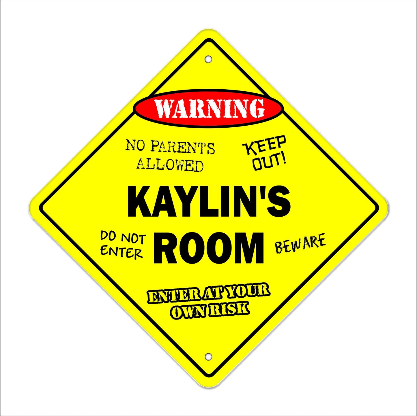 Kaylin's Room Sign Crossing Zone Xing | Indoor/Outdoor | 12" Tall Kids Bedroom Decor Door Children's Name boy Girl