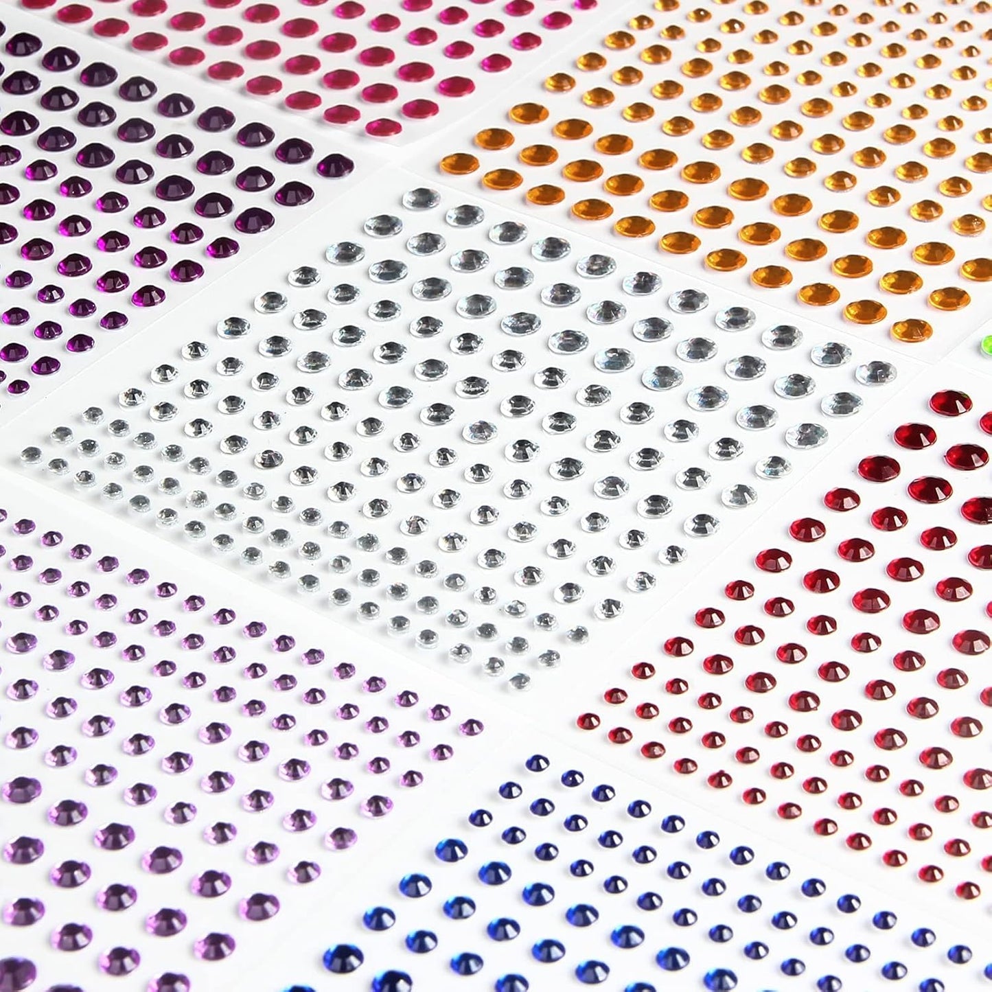 2310 PCS Self Adhesive Rhinestone Gem Stickers for Face Nail Body Makeup Festival,4 Size 14 Sheets Bling Jewels Stickers Earrings for DIY Kids Craft Card Decorations
