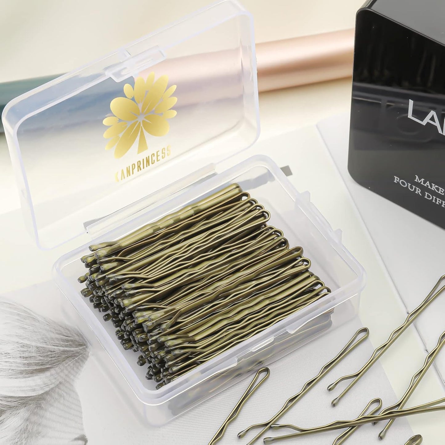 100PCS 2Inches Hair Pins Kit Secure Hold Bobby Pins Clips for Women Girls and Hairdressing Salon With Clear Storage Box(Black)