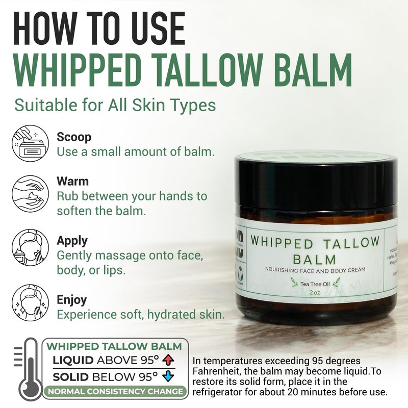 Really Good Blends Whipped Tallow Balm (Eucalyptus), Organic Body Butter Cream, Grass Fed Beef Tallow for Skin Moisturizer, All Natural Lotion, 2 oz