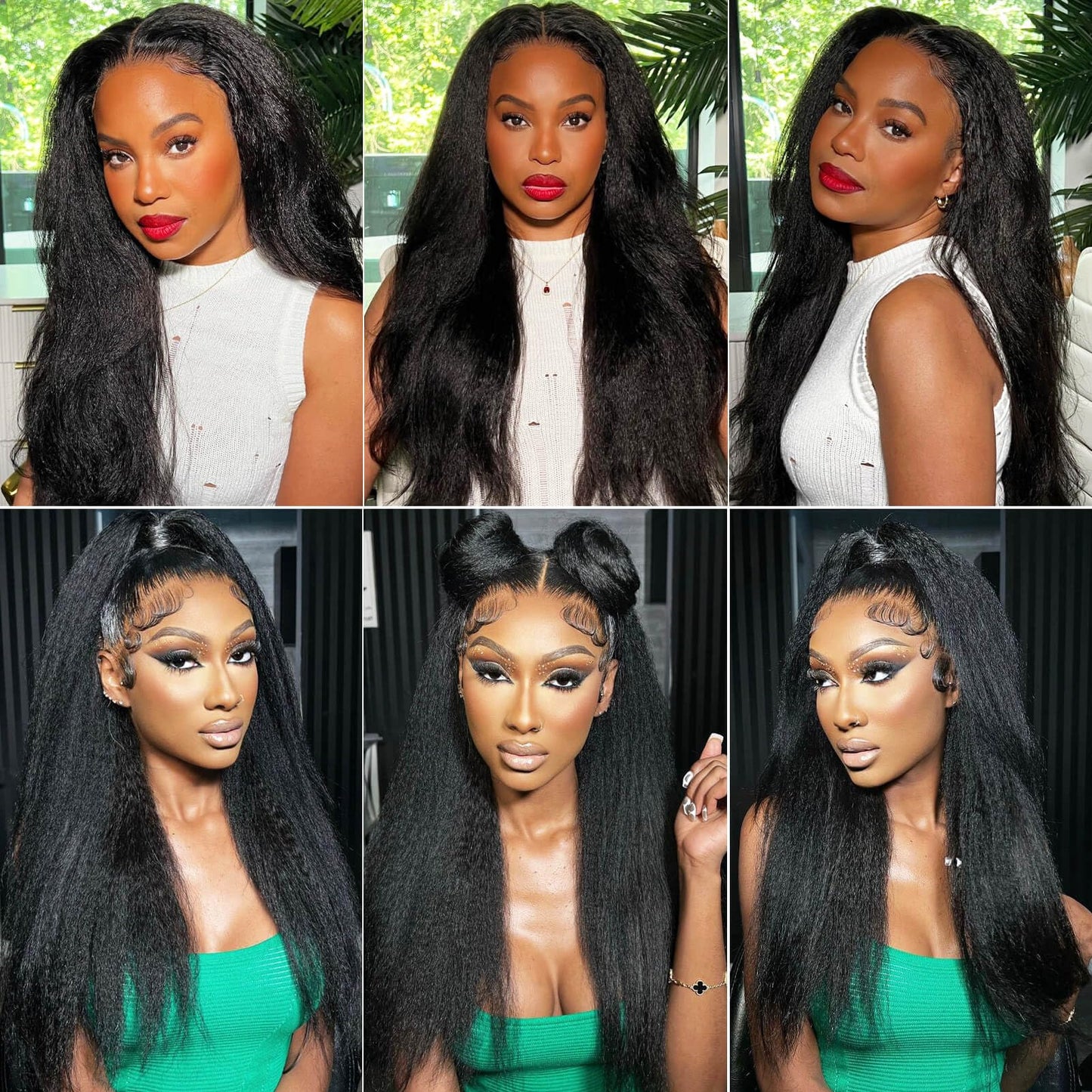 Kinky Straight Bundles Human Hair Yaki Straight Bundles 100% Unprocessed Brazilian Virgin Remy Hair for Black Women Natural Black Color (16 inch)