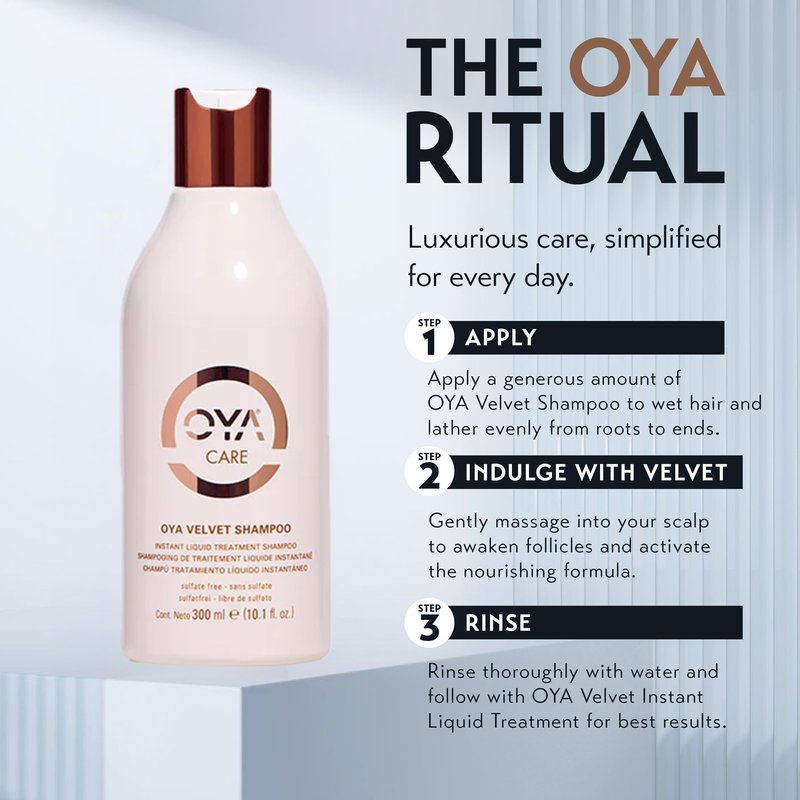 OYA Velvet Shampoo - Moisturizing Caffeinated Shampoo with Minerals and Antioxidants - Hydrating Daily Salon Formula to Nourish, Strengthen, and Revitalize Hair - 300 ml / 10.1 fl oz