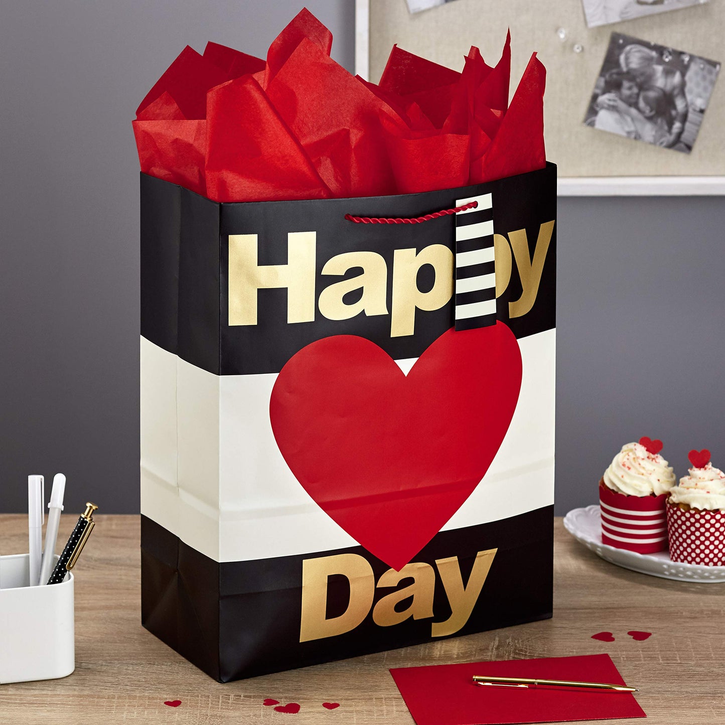 Hallmark 15.5" Extra-Large Valentine's Day Gift Bag With Tissue Paper (Happy Heart Day)