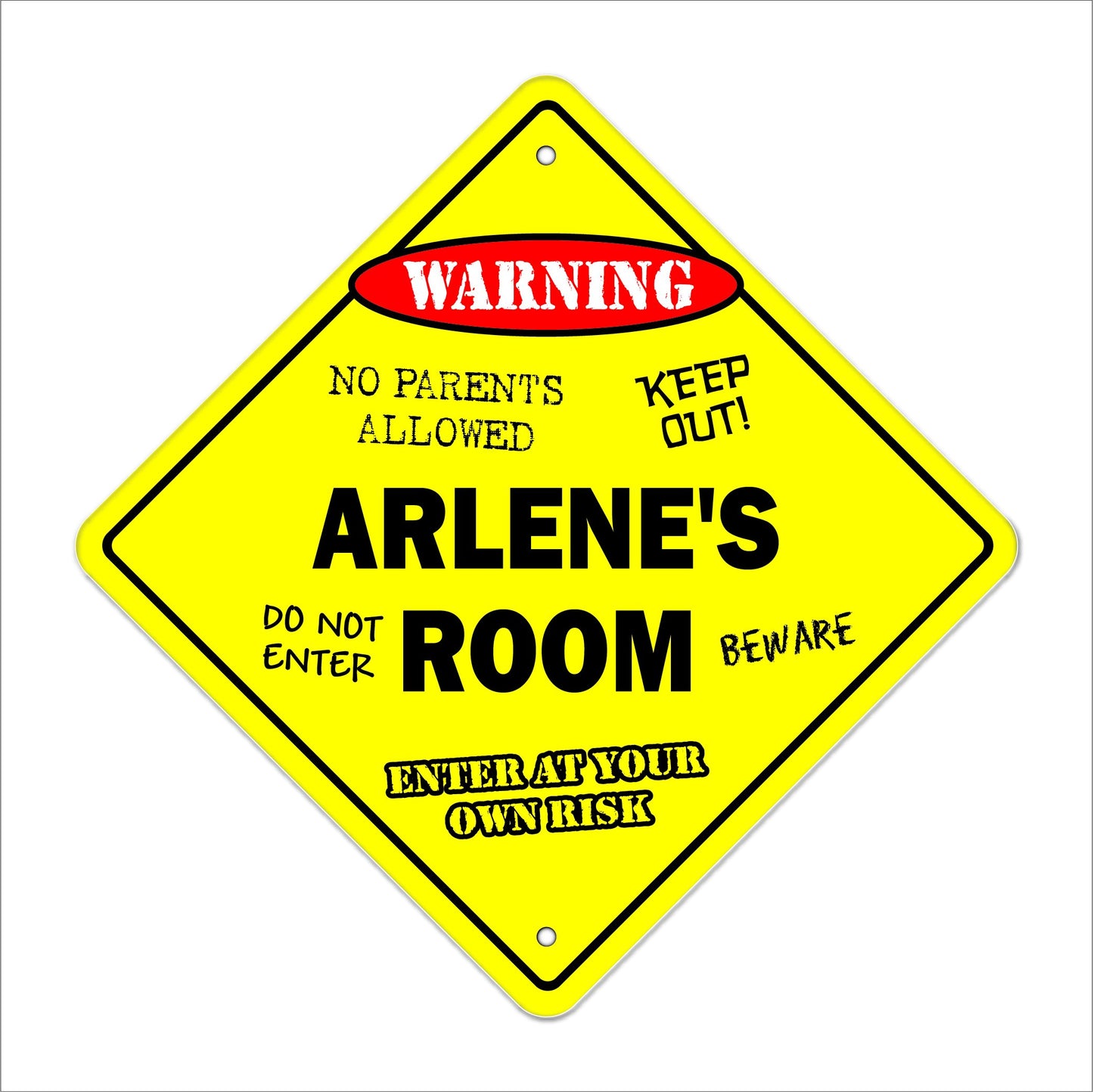 Arlene's Room Sign Crossing Zone Xing | Indoor/Outdoor | 12" Tall Kids Bedroom Decor Door Children's Name boy Girl