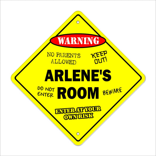 Arlene's Room Sign Crossing Zone Xing | Indoor/Outdoor | 12" Tall Kids Bedroom Decor Door Children's Name boy Girl