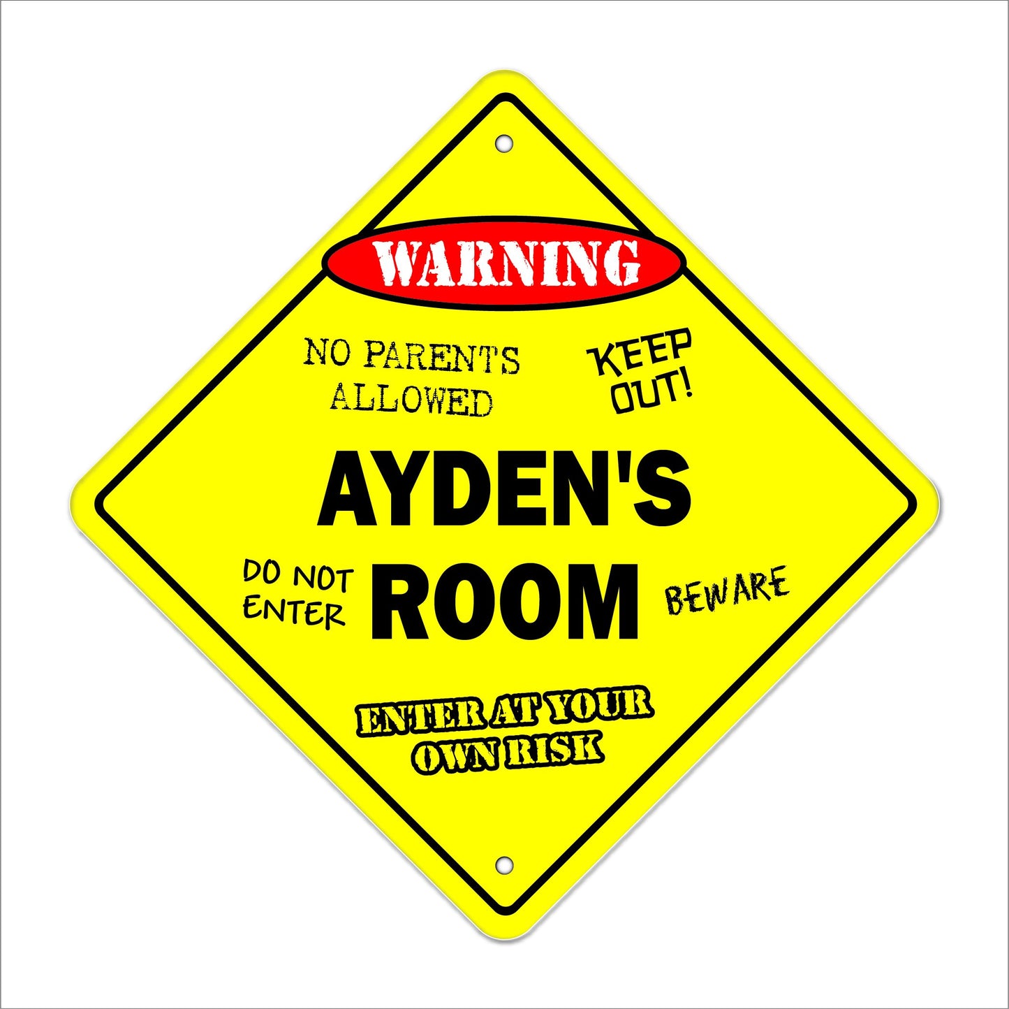 Ayden's Room Sign Crossing Zone Xing | Indoor/Outdoor | 12" Tall Kids Bedroom Decor Door Children's Name boy Girl