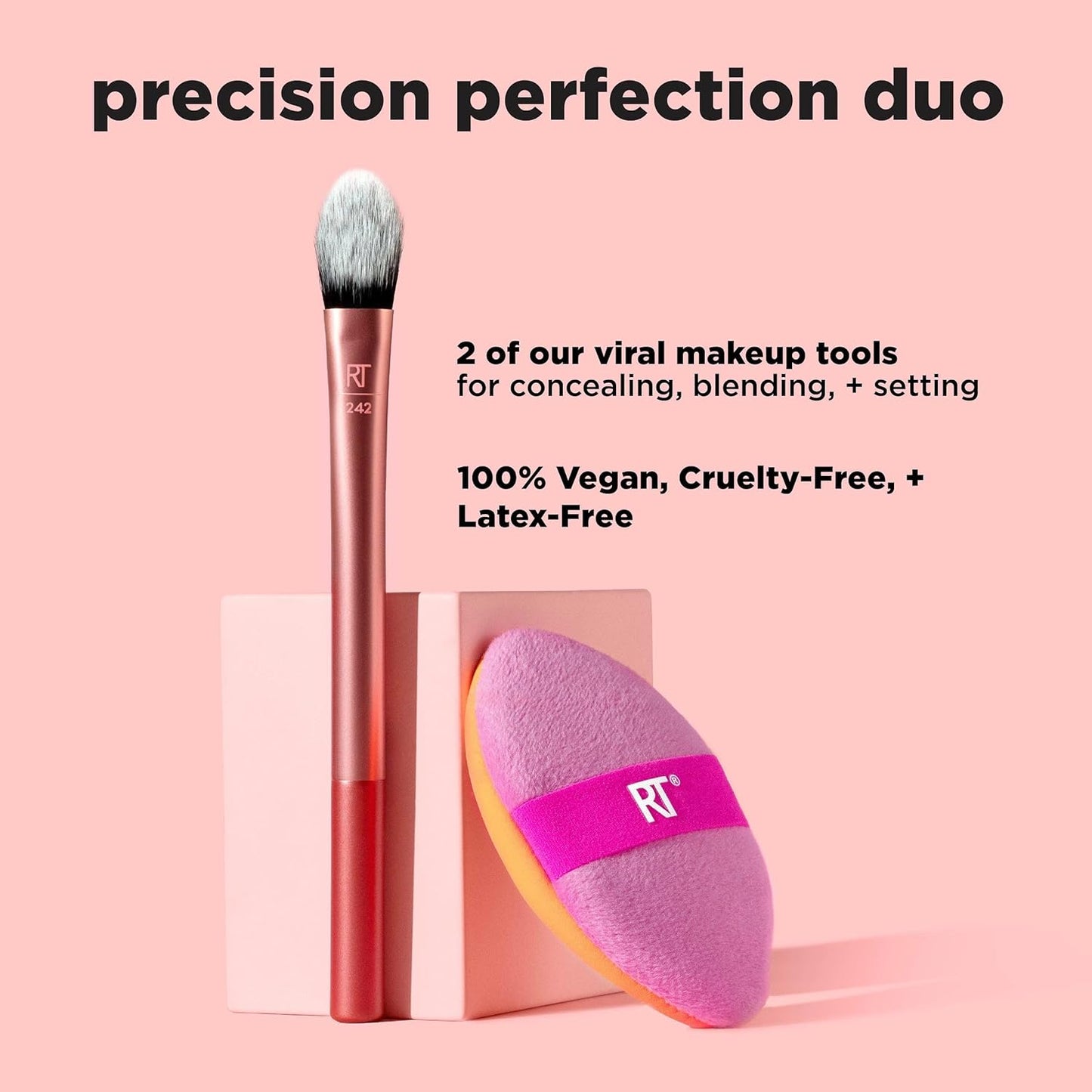 Real Techniques Brightening Concealer Makeup Brush, Viral Kitten Paw Brush Conceals Under Eyes, & Imperfections, Cover Dark Circles, For Brightener & Concealer, RT 242 Brush, Cruelty-Free, 1 Count