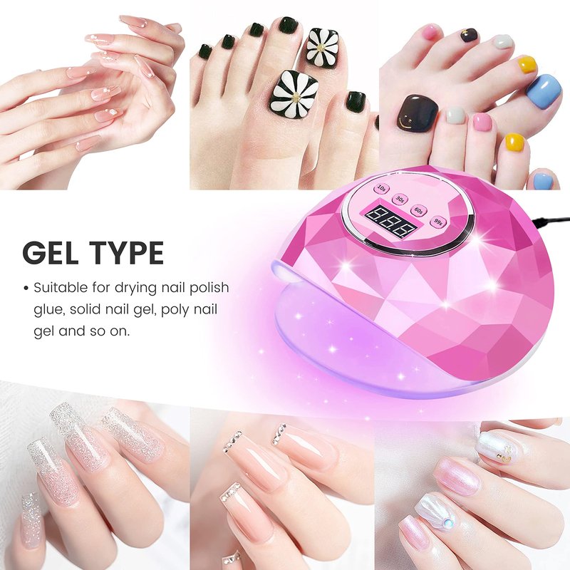 AIJIMEI UV LED Nail Lamp Nail Dryer Nail dryers for Gel and Regular Polish 86W Fast Drying Gel Polish Adjustable 4 Time Presets Smart Sensor (Pink)